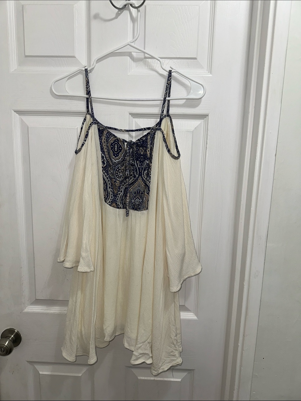 Altar'd State Cold Shoulder with Navy Paisley Bodice